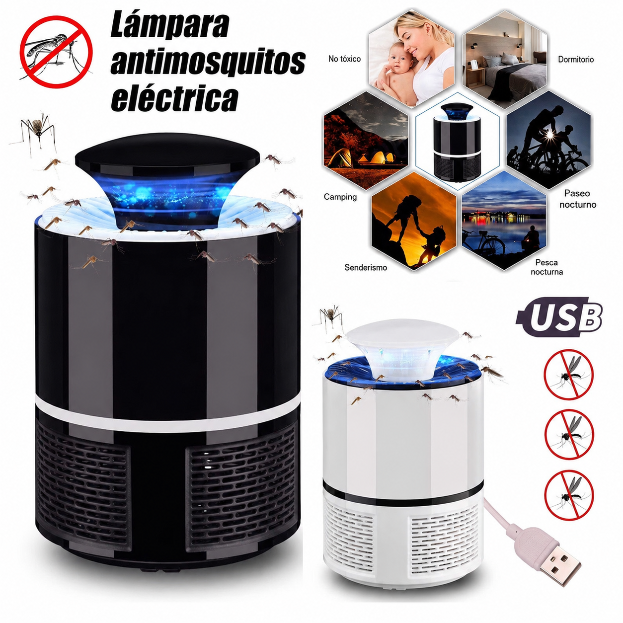 Lámpara Antimosquitos por Succión USB