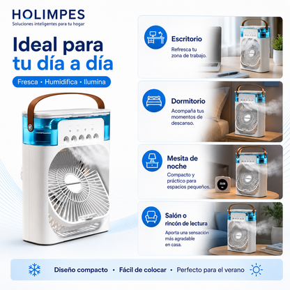 Ventilador Humidificador Portátil con Depósito de Agua