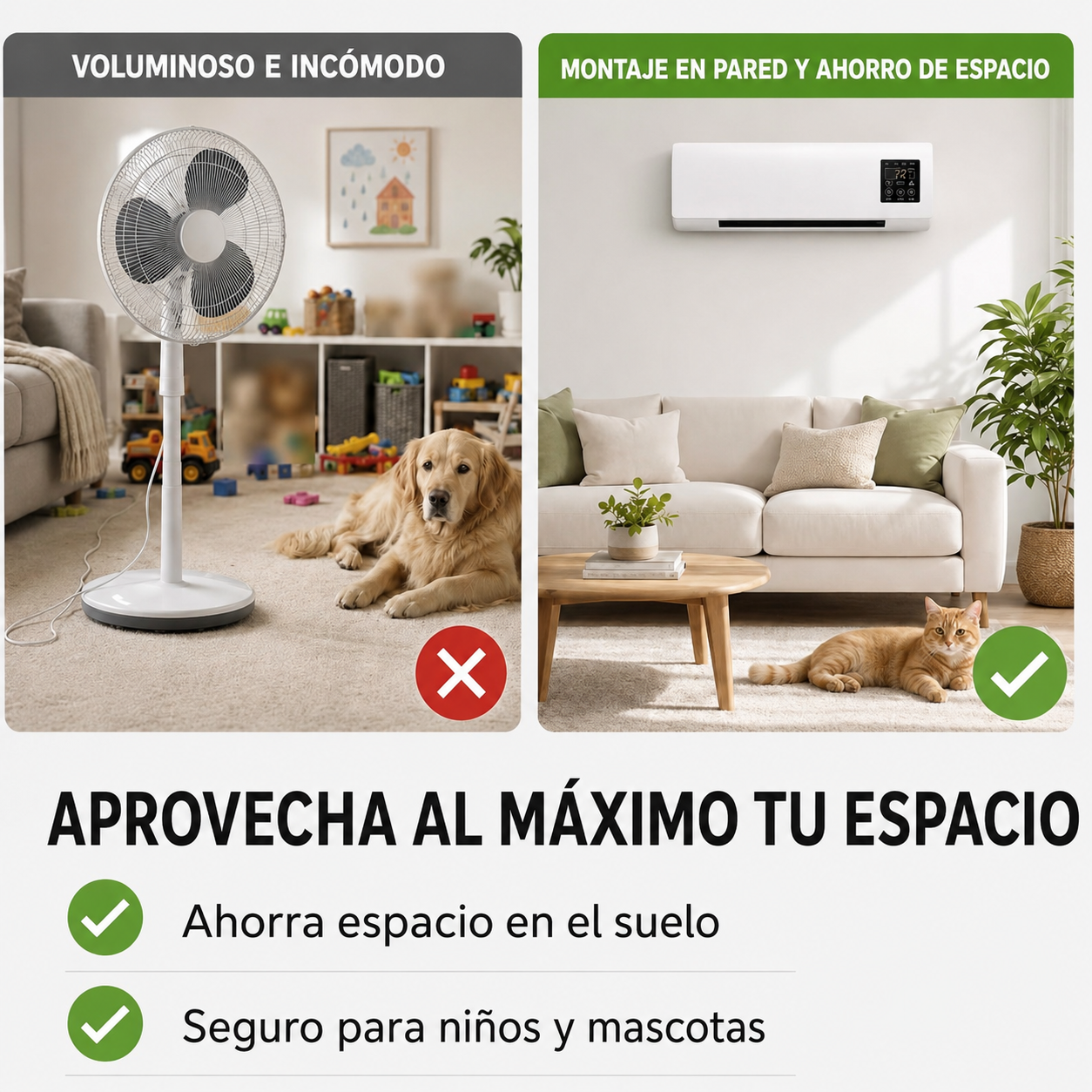 Ventilador de Pared 2 en 1 Frío/Calor con Mando/ 1800W