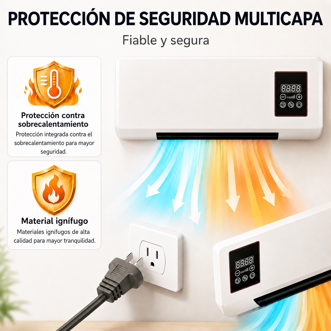 Ventilador de Pared 2 en 1 Frío/Calor con Mando/ 1800W