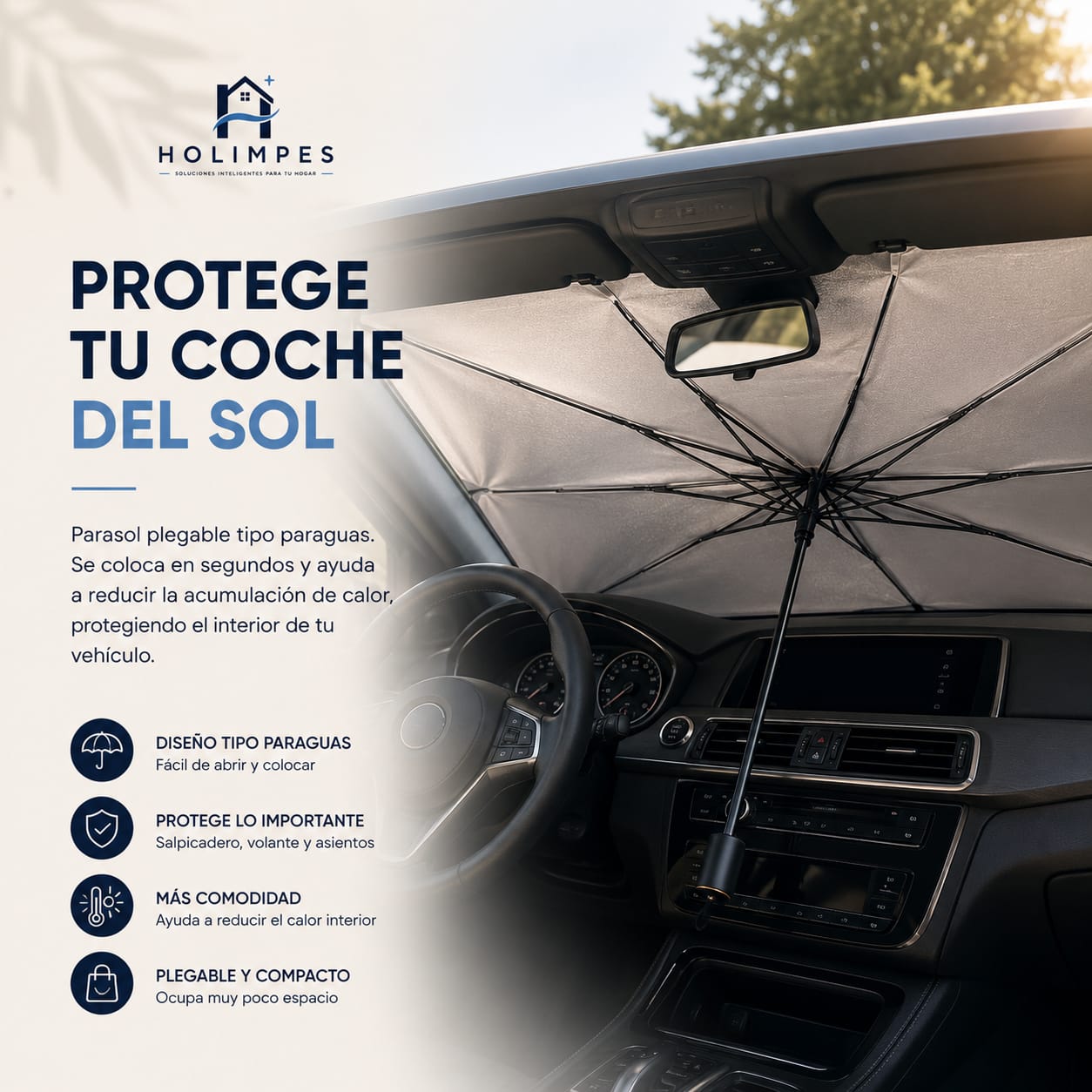 Parasol Plegable para Coche Tipo Paraguas