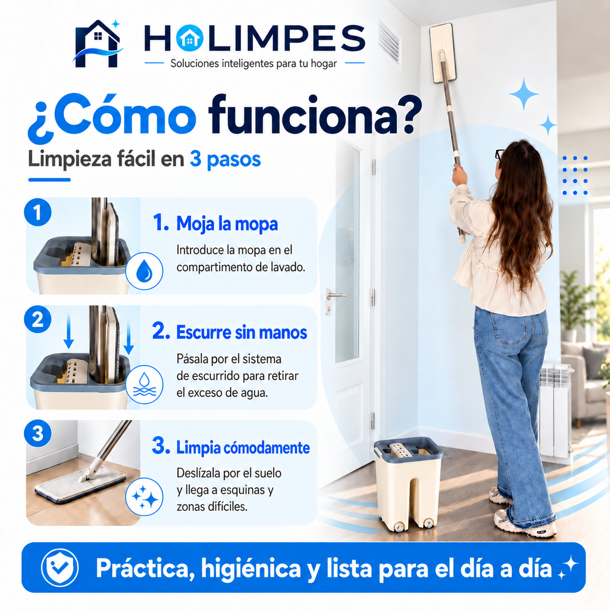 Mopa con cubo escurridor